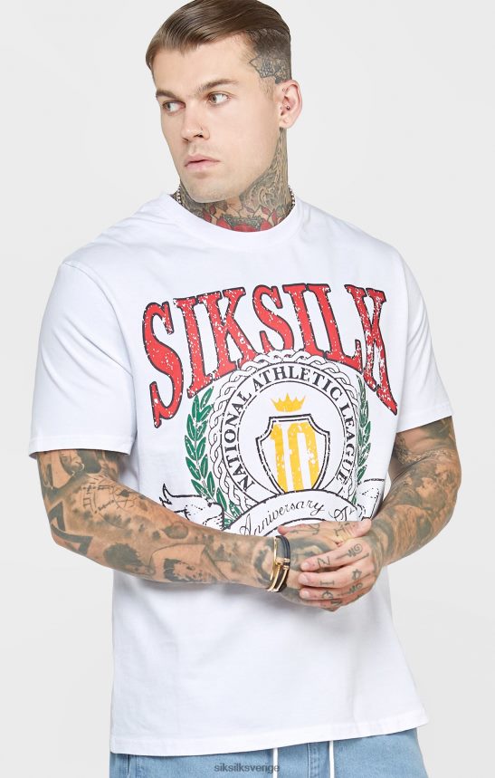 män SikSilk vit varsity oversized t-shirt kläder 02V424394