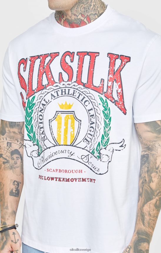 män SikSilk vit varsity oversized t-shirt kläder 02V424394