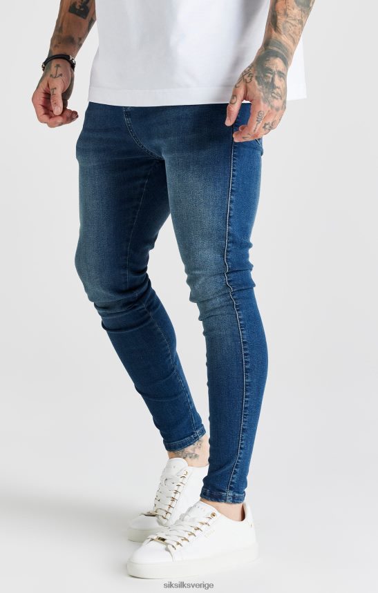 män SikSilk blå tvättade essential skinny jeans kläder 02V424556