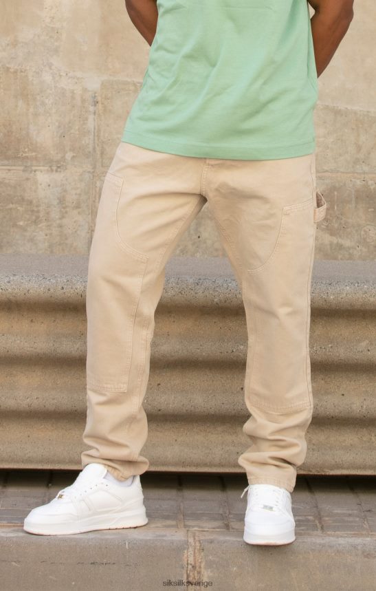 män SikSilk ecru straight fit carpenter denim kläder 02V424555