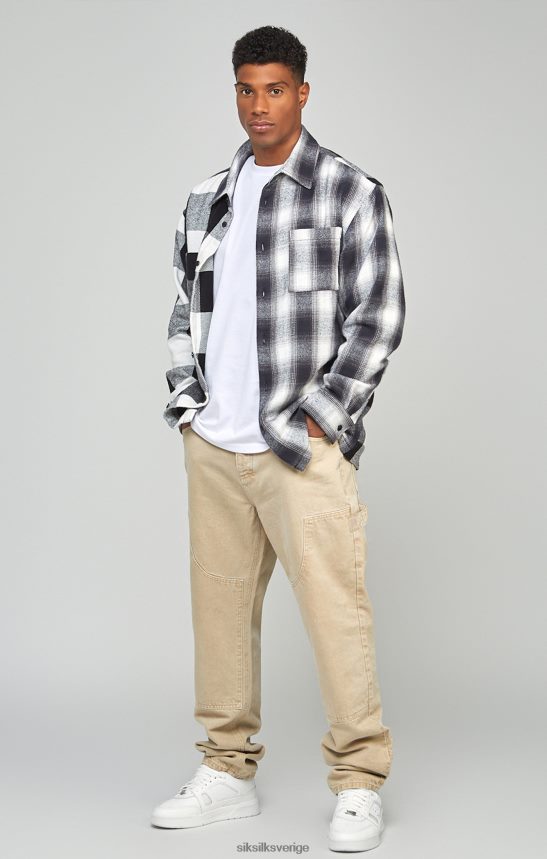 män SikSilk ecru straight fit carpenter denim kläder 02V424555