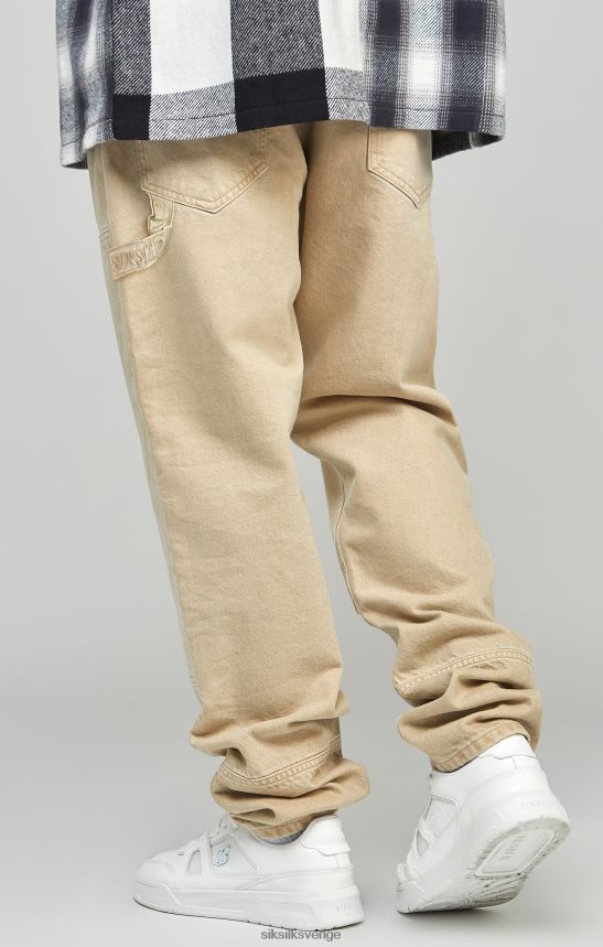 män SikSilk ecru straight fit carpenter denim kläder 02V424555
