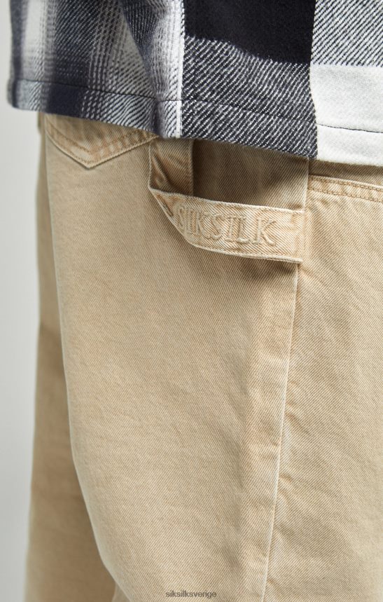 män SikSilk ecru straight fit carpenter denim kläder 02V424555