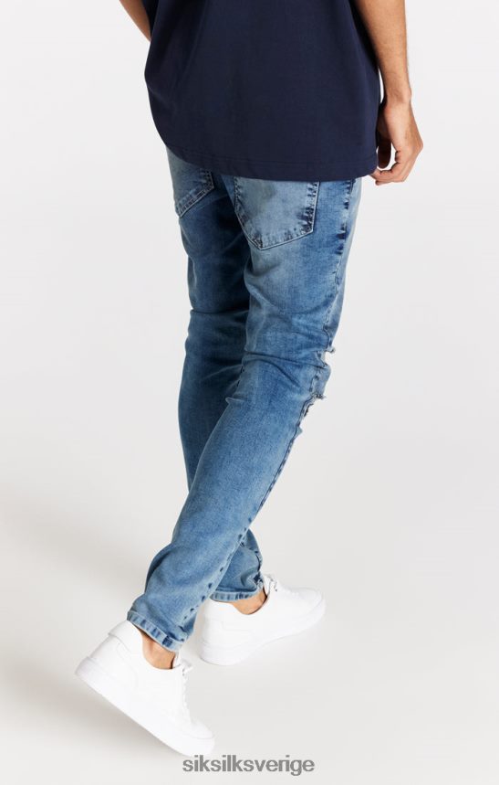 män SikSilk ljusblå distressed slim fit jeans kläder 02V424558