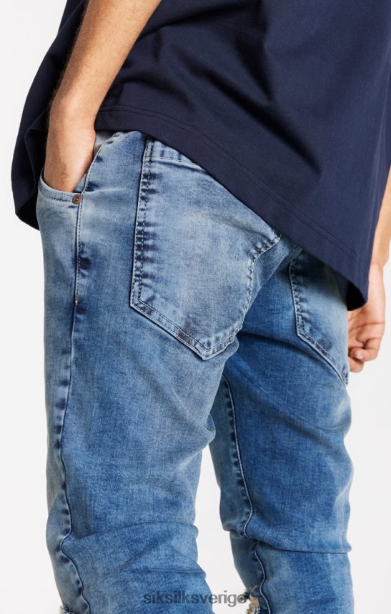 män SikSilk ljusblå distressed slim fit jeans kläder 02V424558