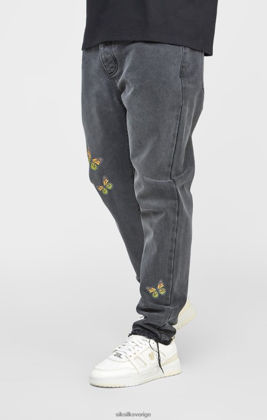 män SikSilk svart butterfly jeans med rak passform kläder 02V424562