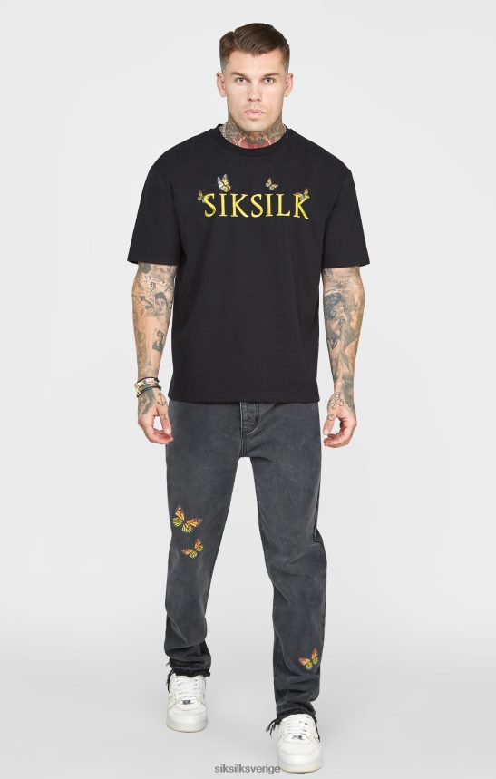 män SikSilk svart butterfly jeans med rak passform kläder 02V424562