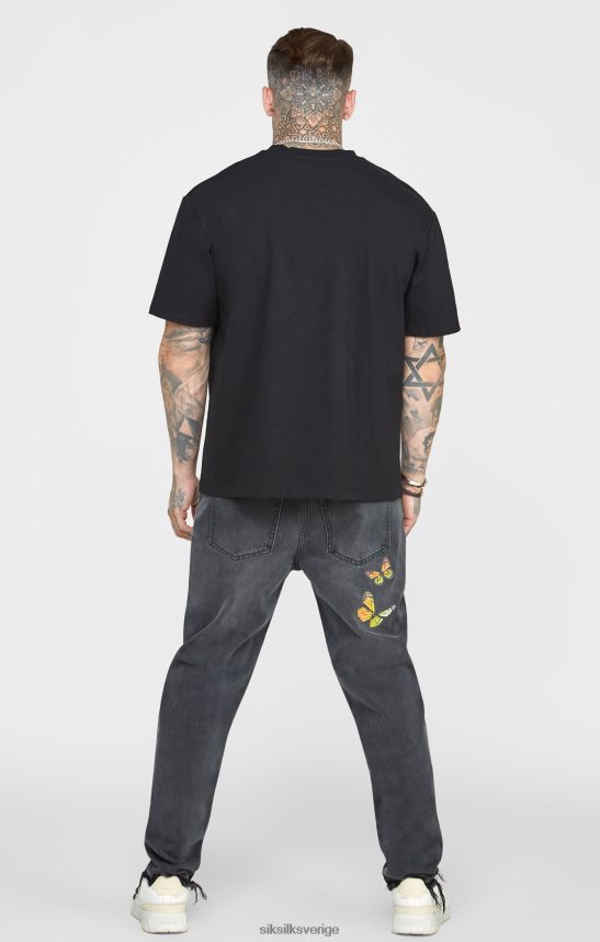 män SikSilk svart butterfly jeans med rak passform kläder 02V424562