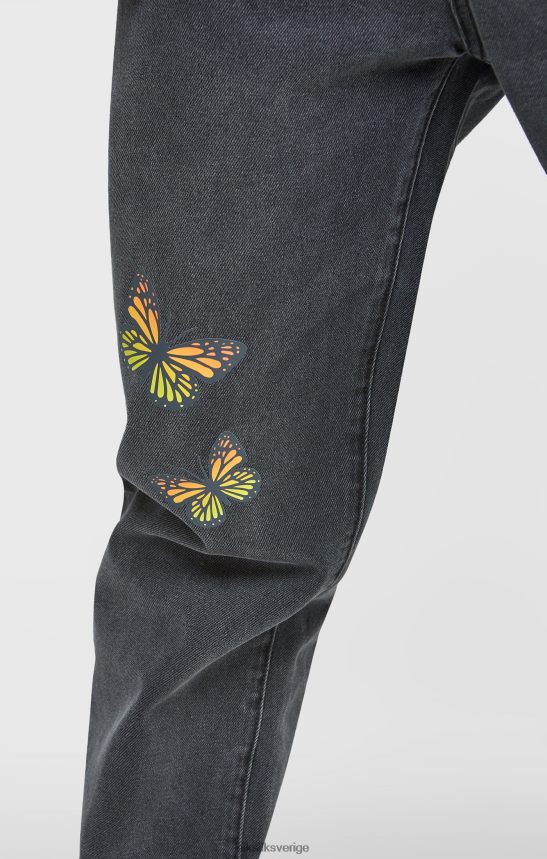 män SikSilk svart butterfly jeans med rak passform kläder 02V424562