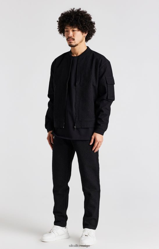 män SikSilk svart repeat-logotyp slim fit denimjeans kläder 02V424546