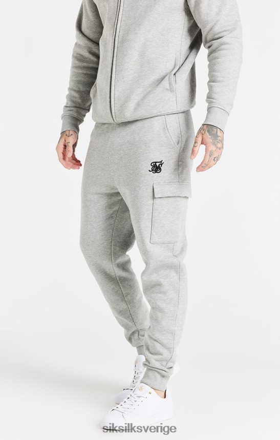 män SikSilk grå essential cargo fleece jogger kläder 02V424538