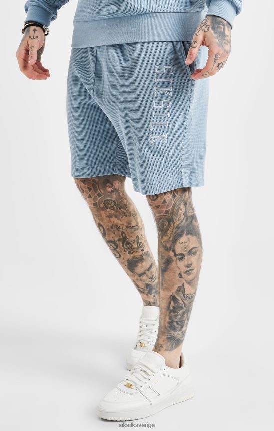 män SikSilk blå broderade shorts med våfflor kläder 02V424576