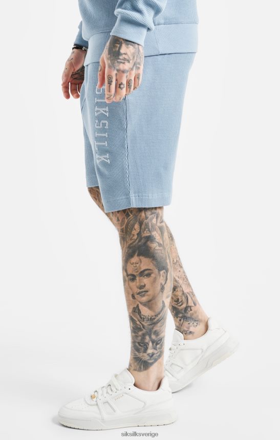män SikSilk blå broderade shorts med våfflor kläder 02V424576
