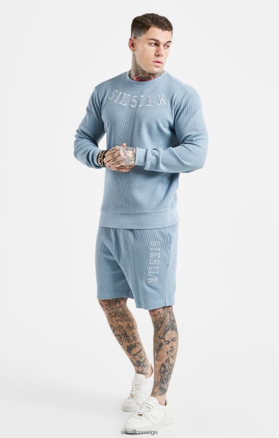 män SikSilk blå broderade shorts med våfflor kläder 02V424576