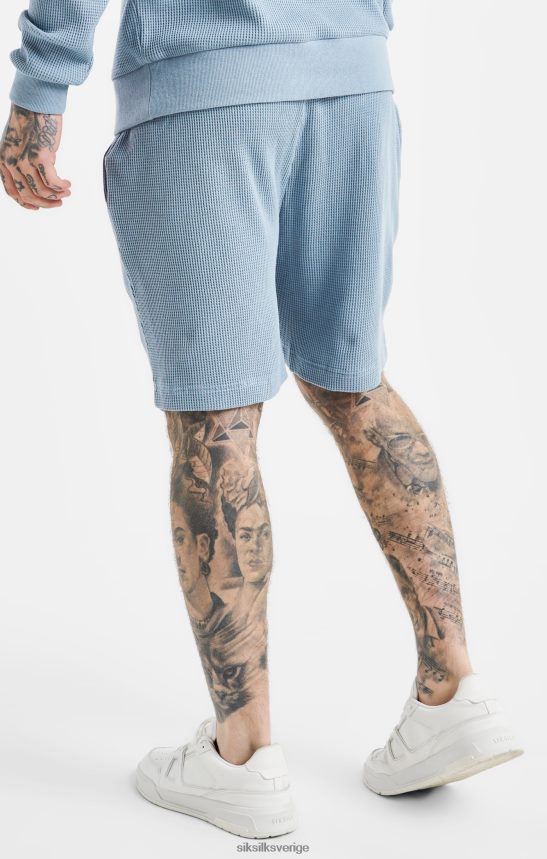 män SikSilk blå broderade shorts med våfflor kläder 02V424576