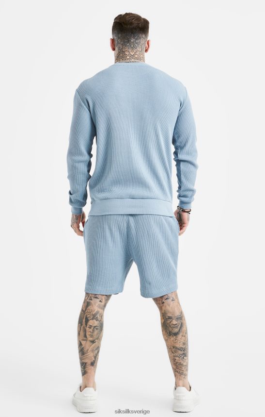 män SikSilk blå broderade shorts med våfflor kläder 02V424576