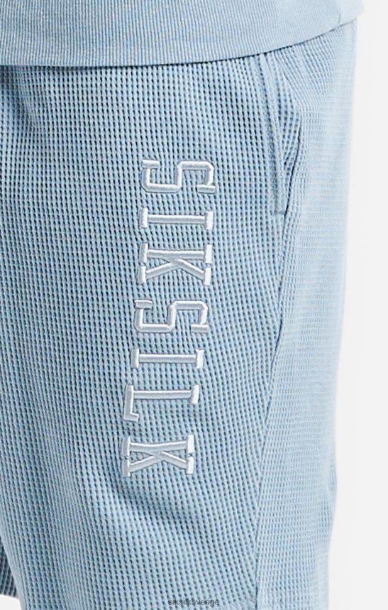 män SikSilk blå broderade shorts med våfflor kläder 02V424576