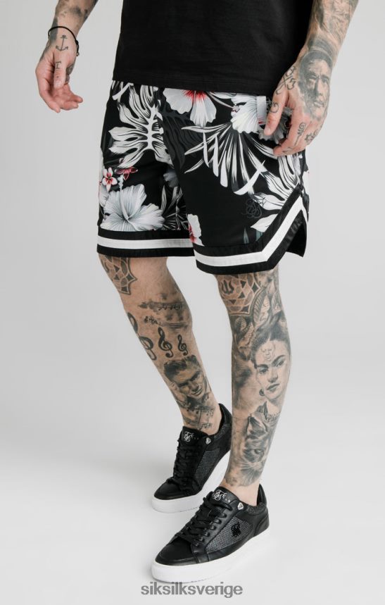 män SikSilk blommiga basketshorts - svarta kläder 02V424591