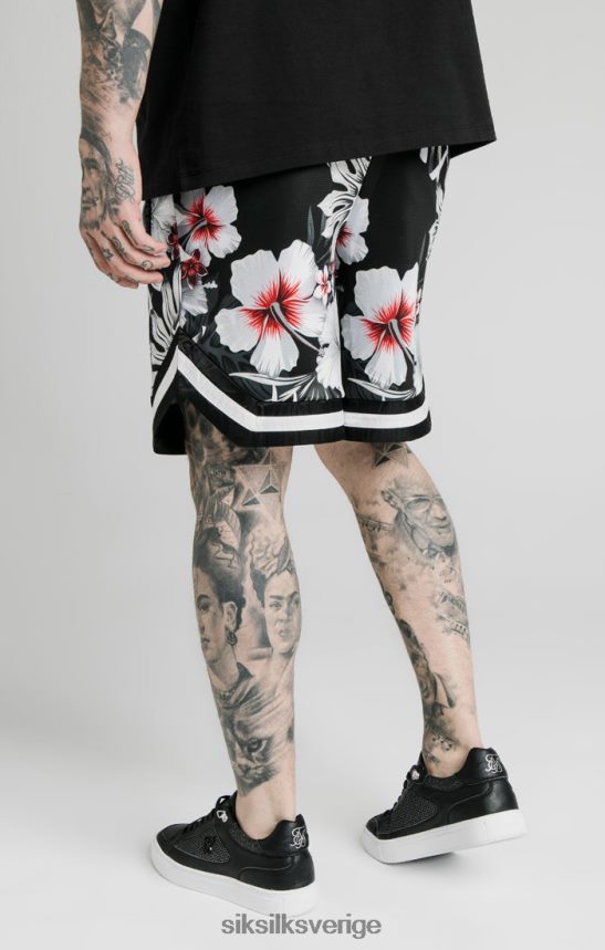 män SikSilk blommiga basketshorts - svarta kläder 02V424591
