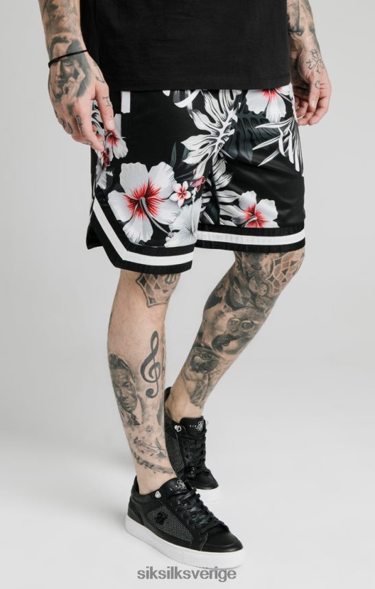 män SikSilk blommiga basketshorts - svarta kläder 02V424591