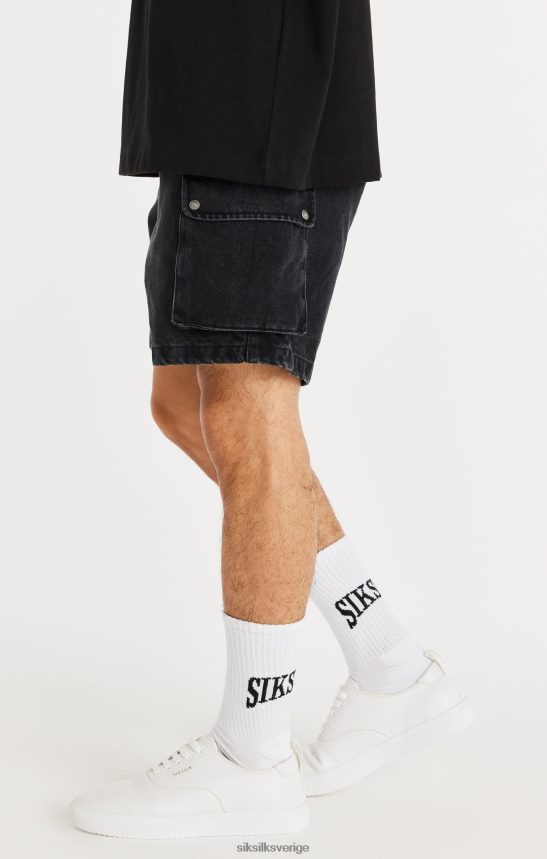 män SikSilk svart denim cargo kort kläder 02V424598