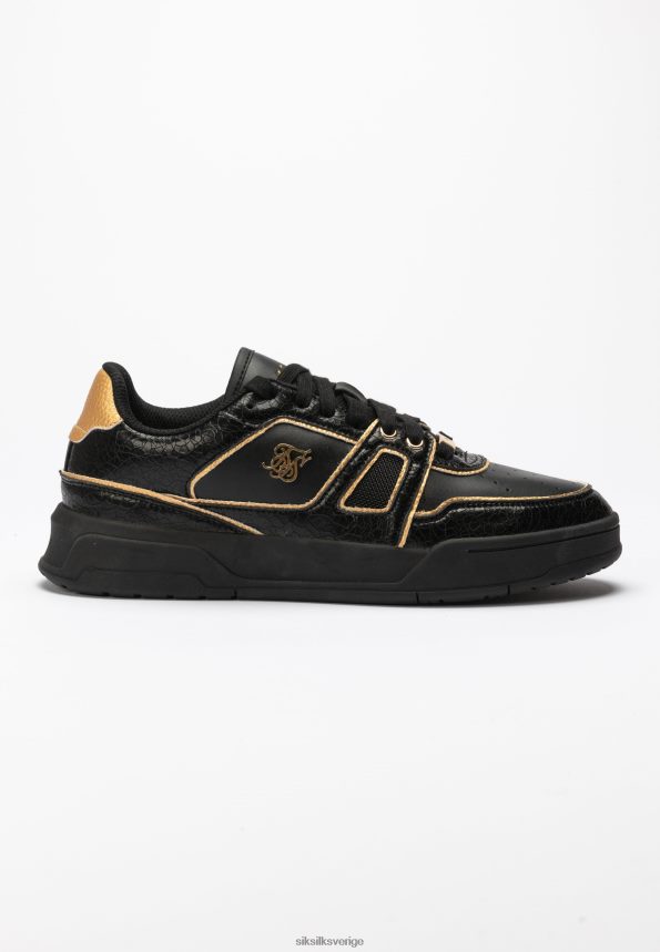 män SikSilk svart och guld trimmad low top domstol tränare Skodon 02V4244
