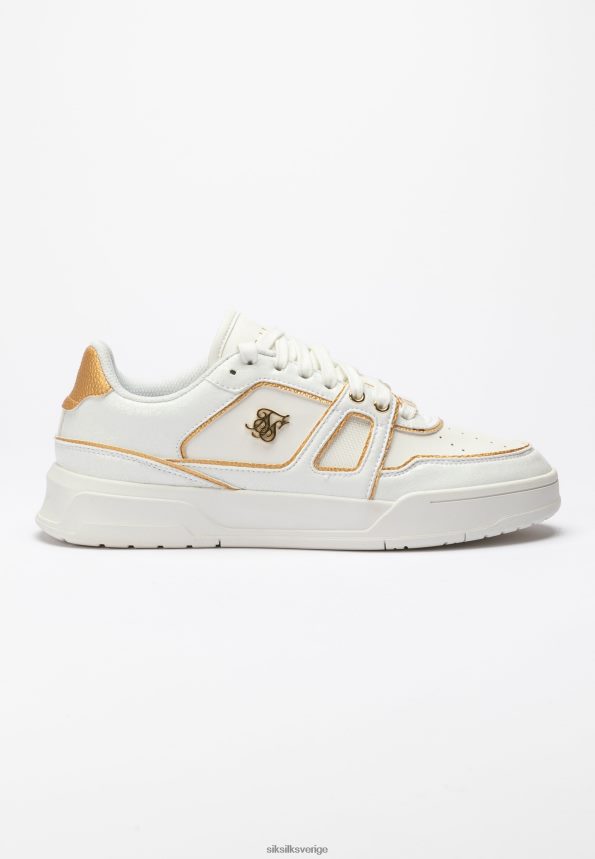 män SikSilk vit och guld trimmad low top court trainer Skodon 02V42411