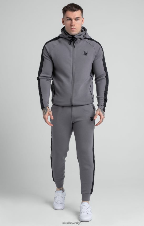 män SikSilk grå tejpad dragkedja genom hoodie & joggerset kläder 02V424504