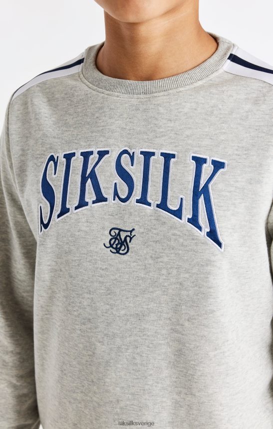 Pojkar SikSilk grå marl varsity crew sweatshirt kläder 02V424296