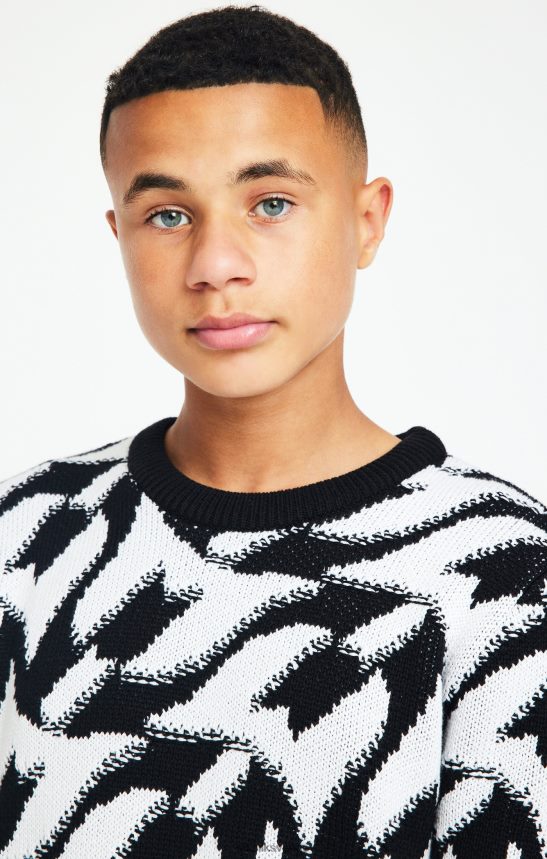 Pojkar SikSilk x messi svart chunky stickad tröja kläder 02V424286