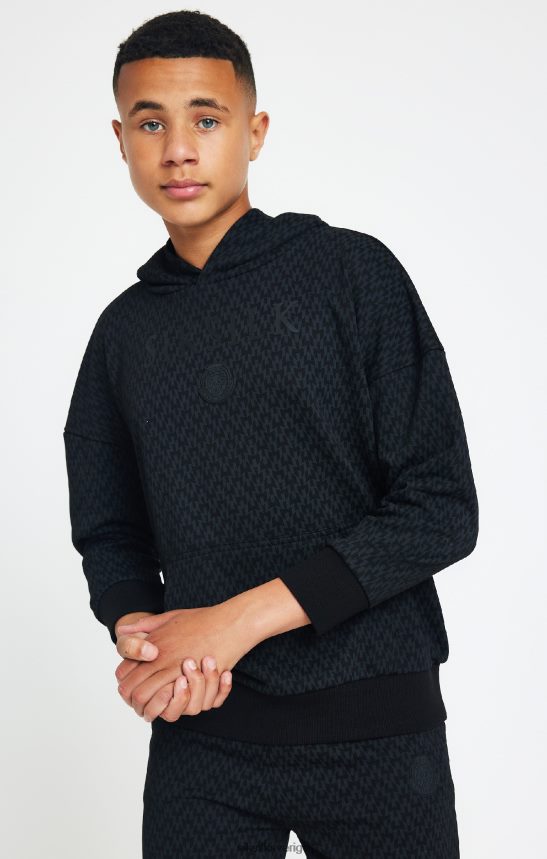 Pojkar SikSilk x messi svart tryckt oversized hoodie kläder 02V424288