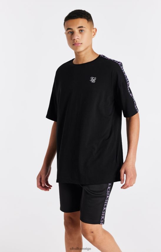 Pojkar SikSilk svart tejpad t-shirt kläder 02V424285