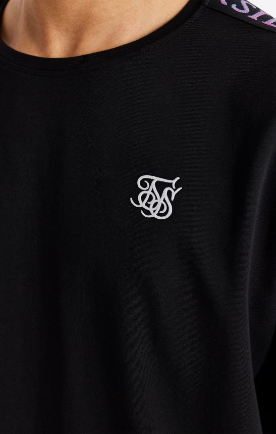 Pojkar SikSilk svart tejpad t-shirt kläder 02V424285